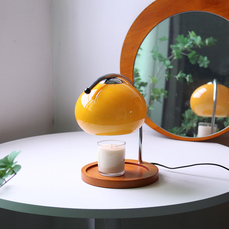 Dome Iron Glass Wood Table Lamp