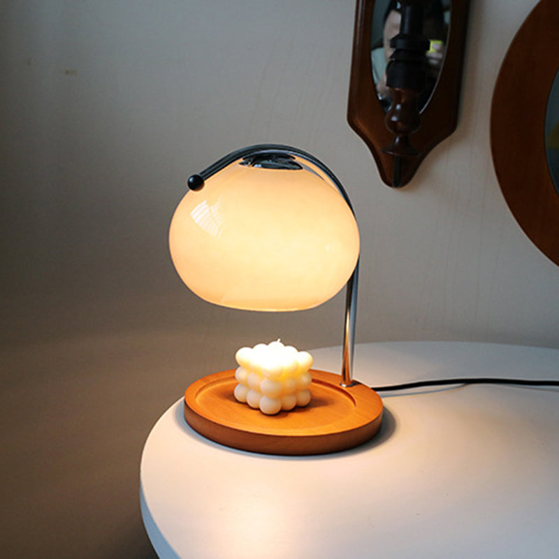 Dome Iron Glass Wood Table Lamp