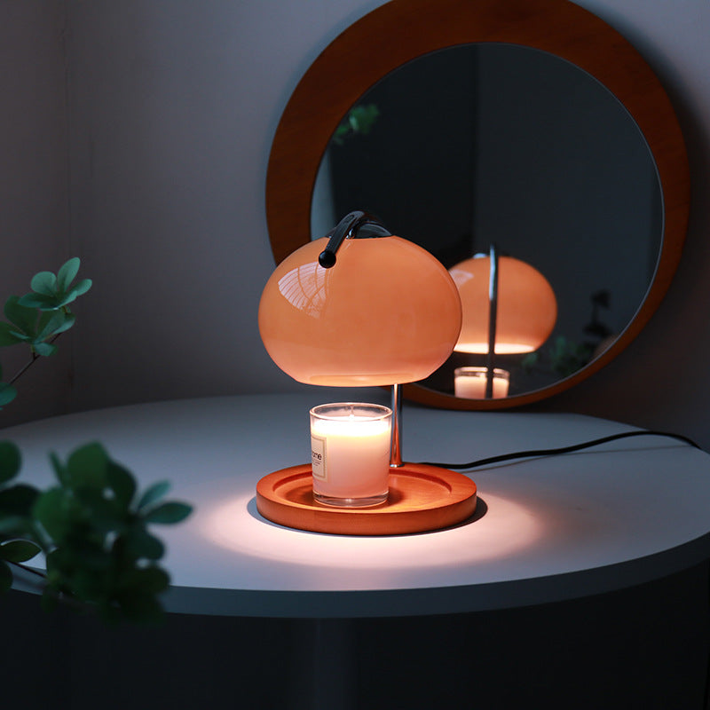 Dome Iron Glass Wood Table Lamp