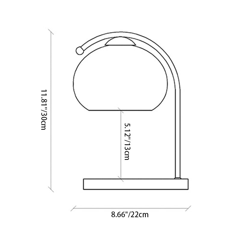 Dome Iron Glass Wood Table Lamp