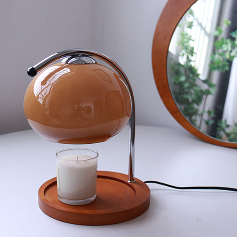 Dome Iron Glass Wood Table Lamp