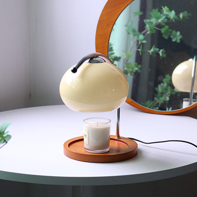Dome Iron Glass Wood Table Lamp
