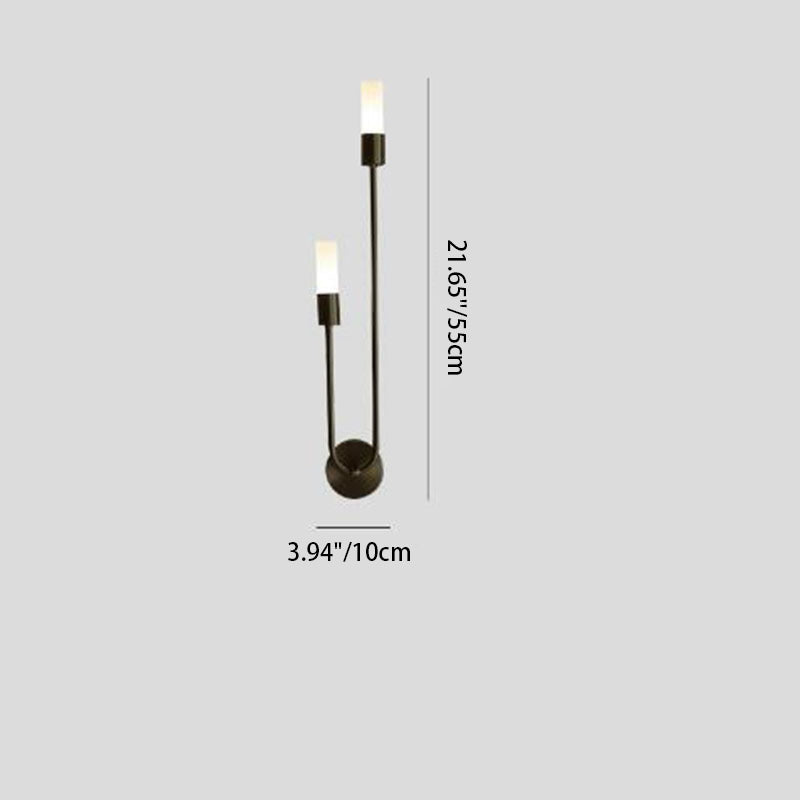 Column Iron Acrylic Living 2-Light Wall Lamp