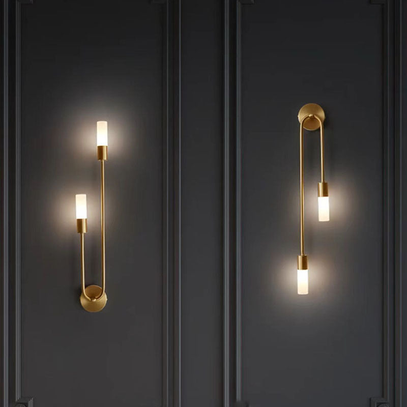 Column Iron Acrylic Living 2-Light Wall Lamp