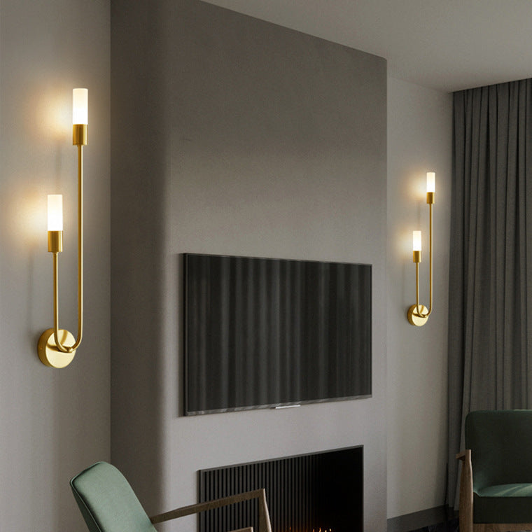 Column Iron Acrylic Living 2-Light Wall Lamp
