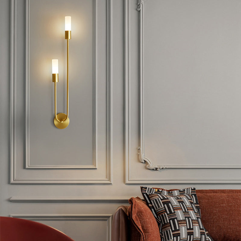 Column Iron Acrylic Living 2-Light Wall Lamp