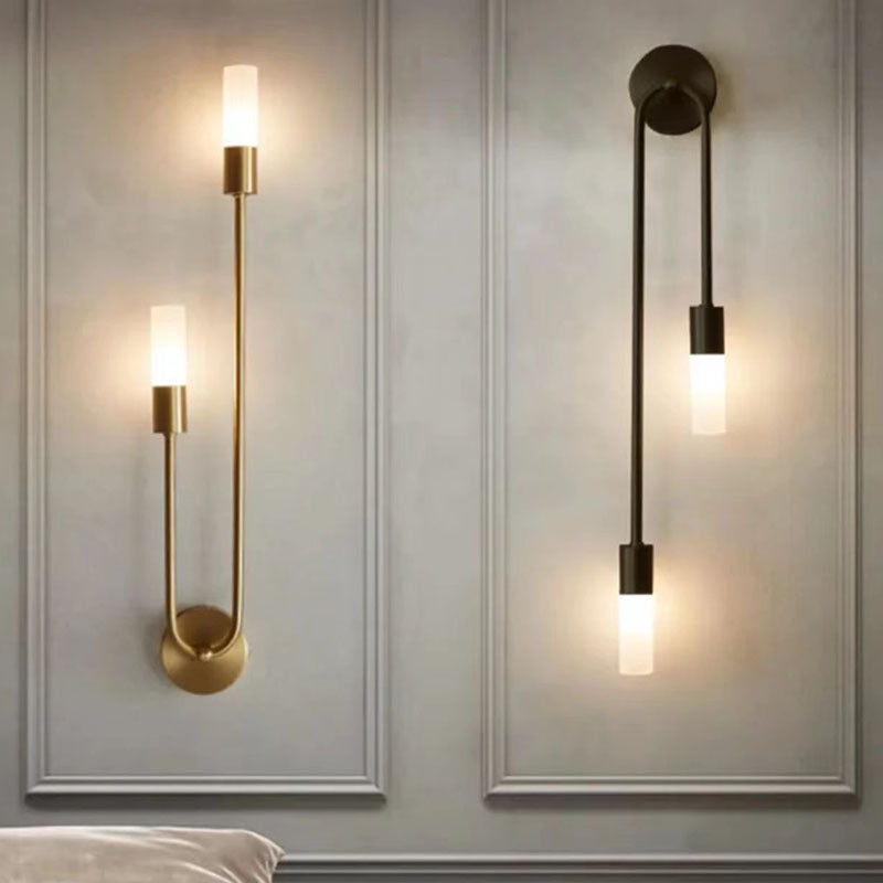 Column Iron Acrylic Living 2-Light Wall Lamp