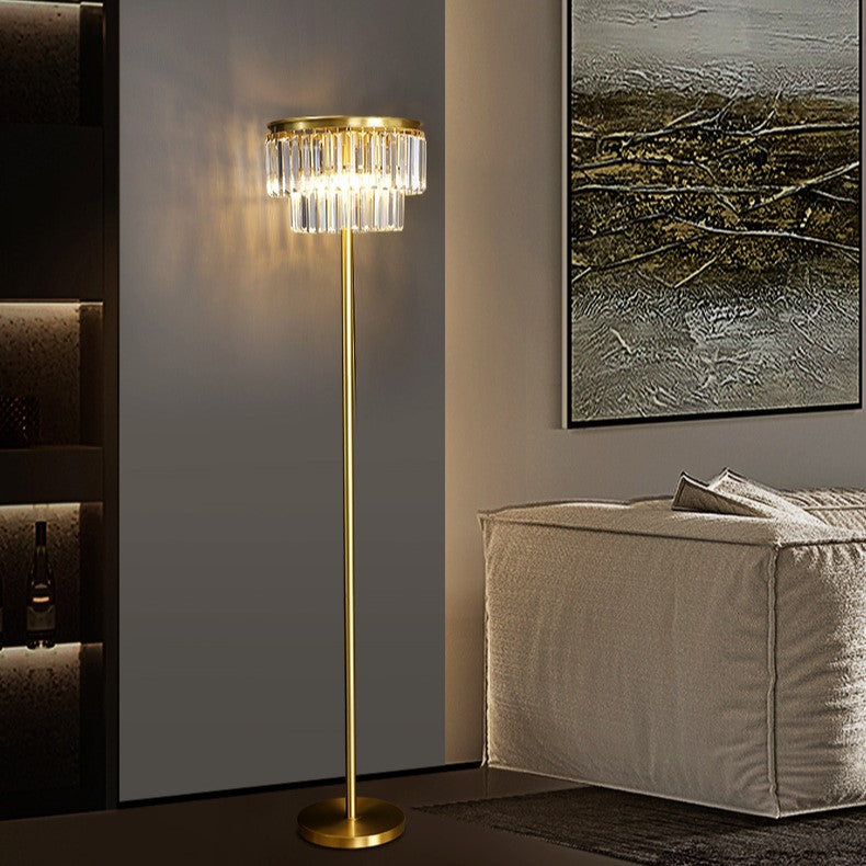 Round Full Copper Prismatic 3-Light Floor Lamp