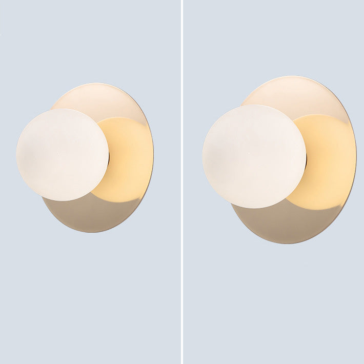Round Glass Iron Bedroom Wall Lamp