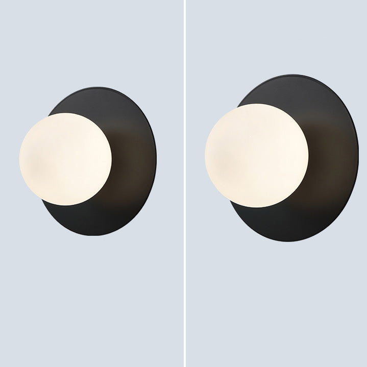 Round Glass Iron Bedroom Wall Lamp