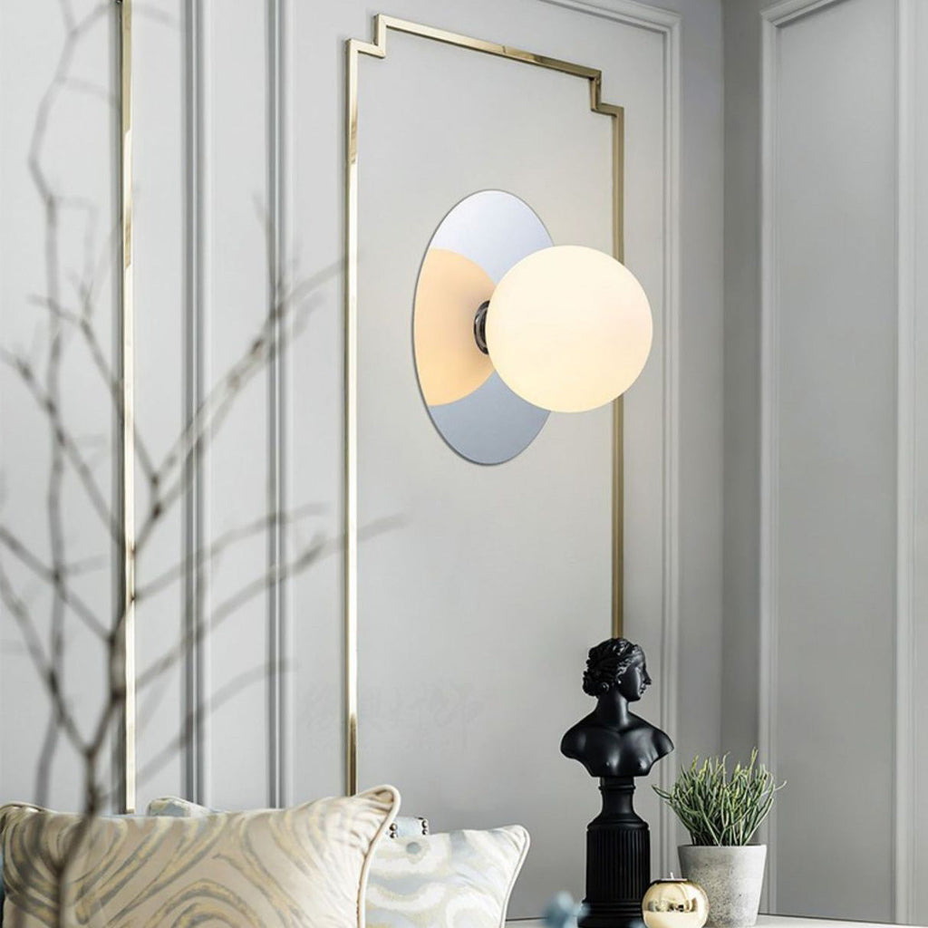 Round Glass Iron Bedroom Wall Lamp