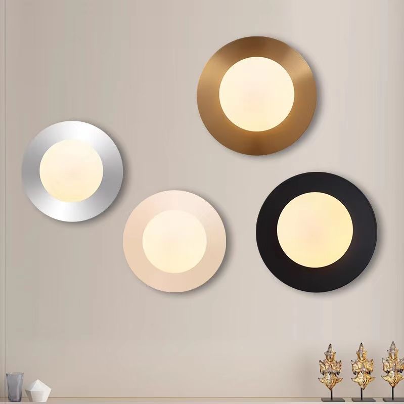 Round Glass Iron Bedroom Wall Lamp