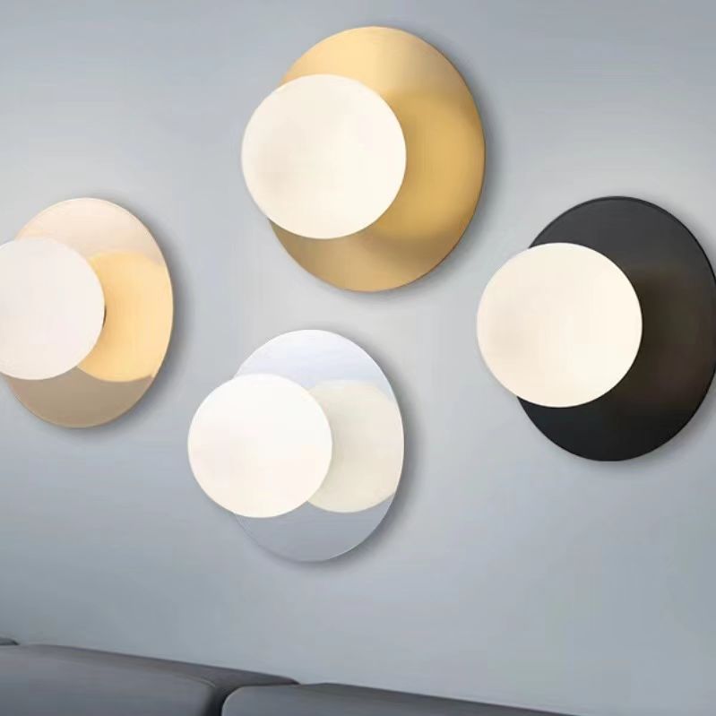 Round Glass Iron Bedroom Wall Lamp