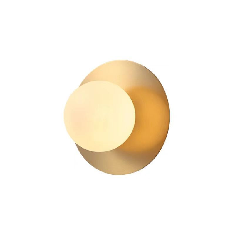 Round Glass Iron Bedroom Wall Lamp
