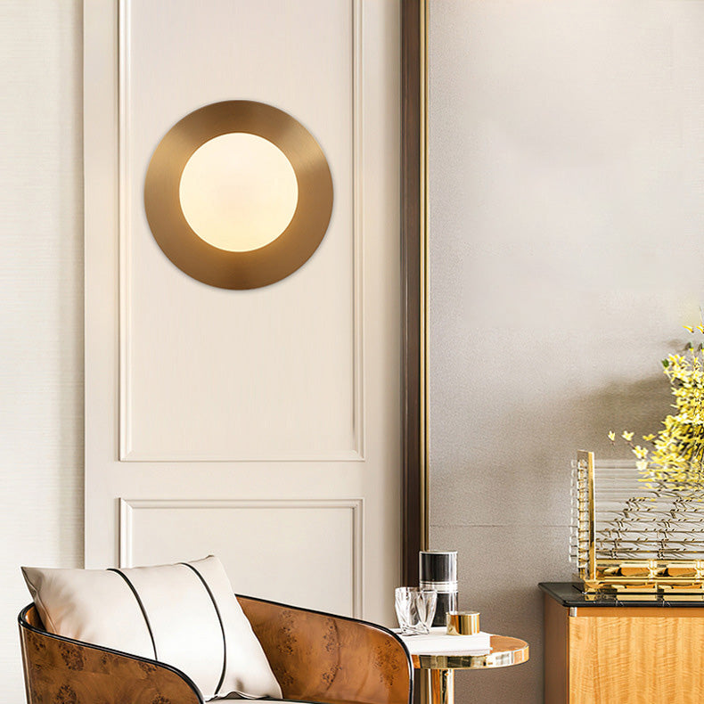Round Glass Iron Bedroom Wall Lamp