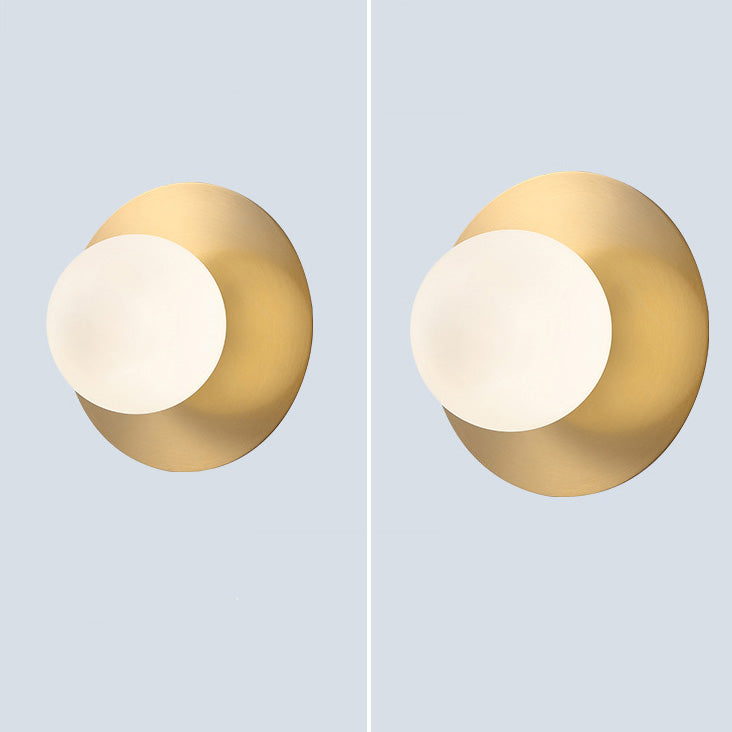 Round Glass Iron Bedroom Wall Lamp