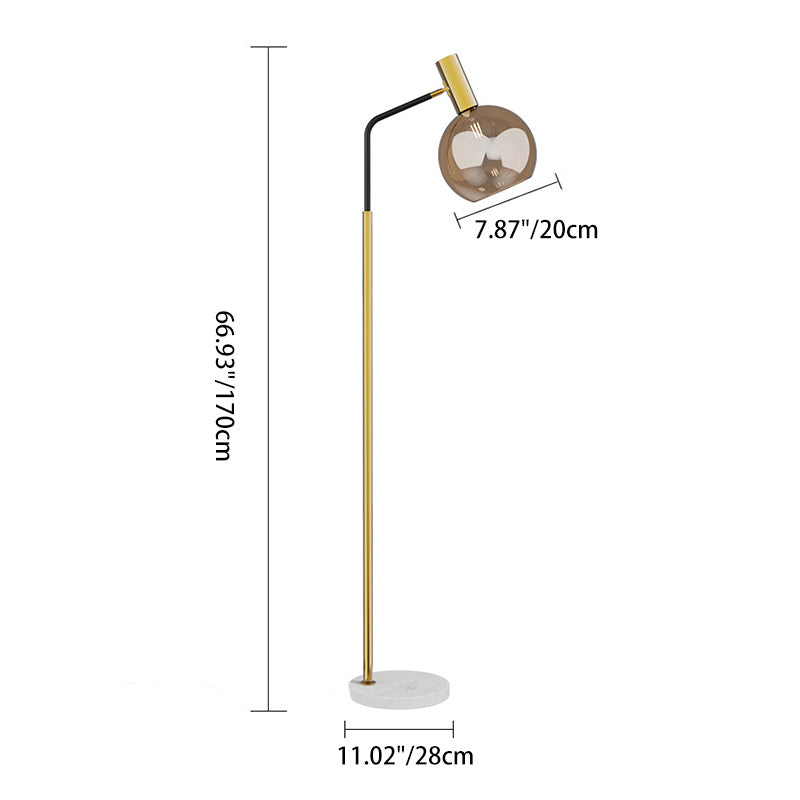 Round Glass Lampshade Iron Floor Lamp
