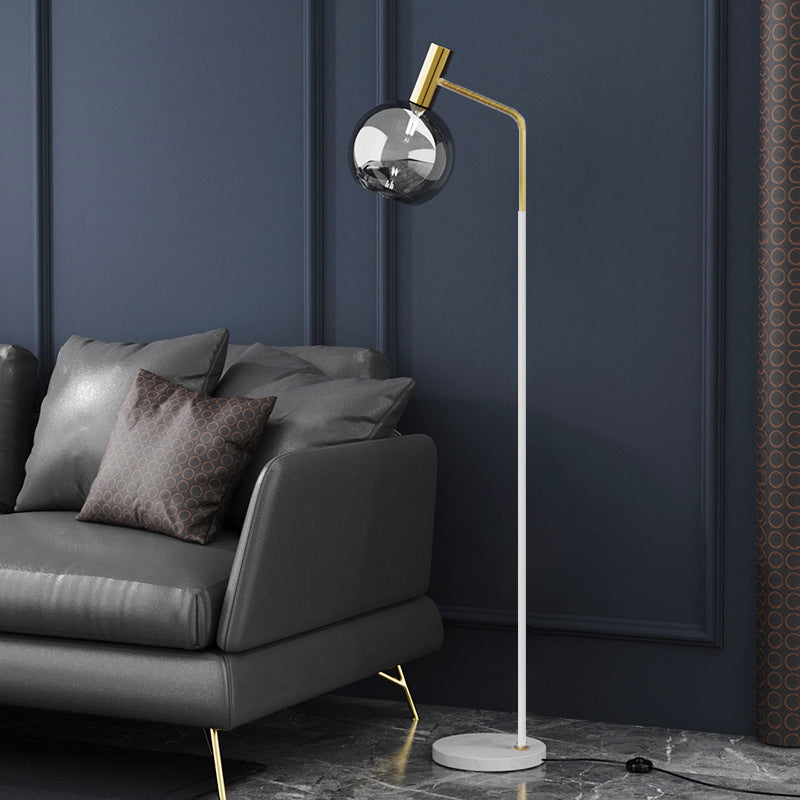 Round Glass Lampshade Iron Floor Lamp