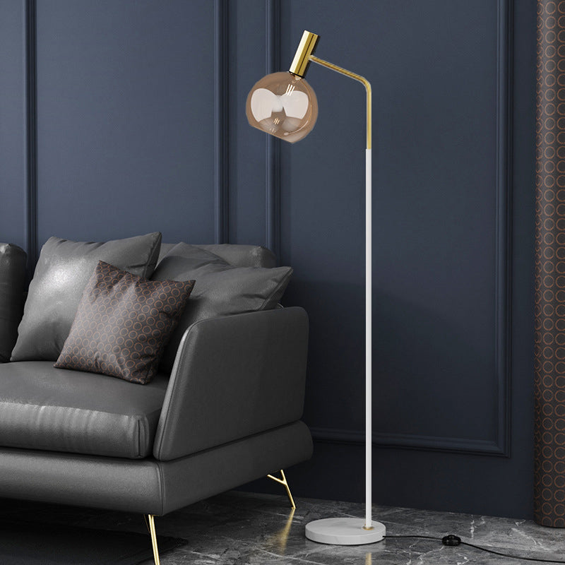 Round Glass Lampshade Iron Floor Lamp