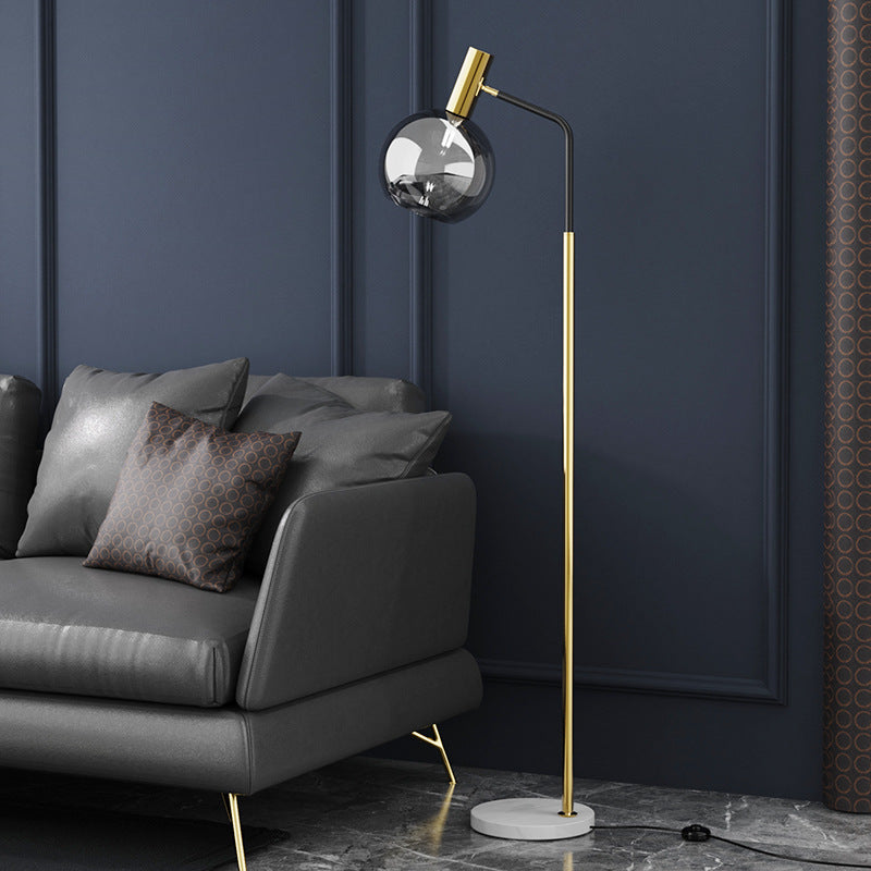 Round Glass Lampshade Iron Floor Lamp