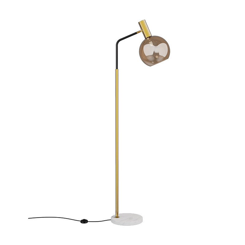 Round Glass Lampshade Iron Floor Lamp