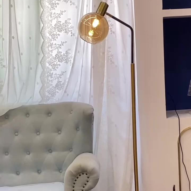 Round Glass Lampshade Iron Floor Lamp