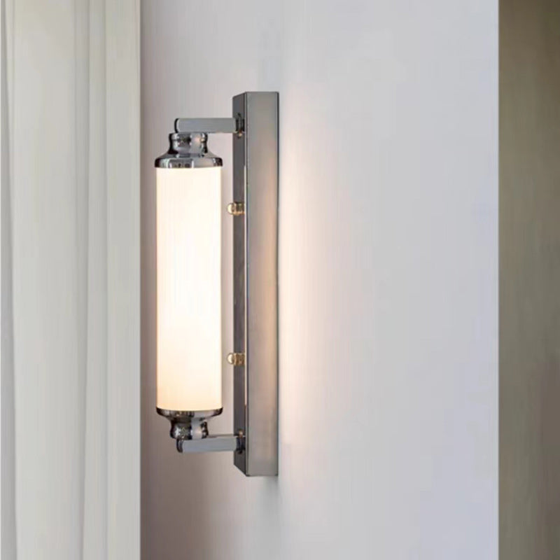 Cylindrical Iron Acrylic Bathroom Wall Lamp