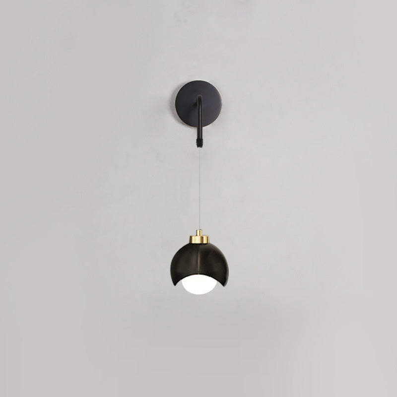 Spherical Glass Iron Bedroom Wall Lamp