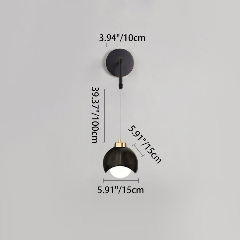 Spherical Glass Iron Bedroom Wall Lamp
