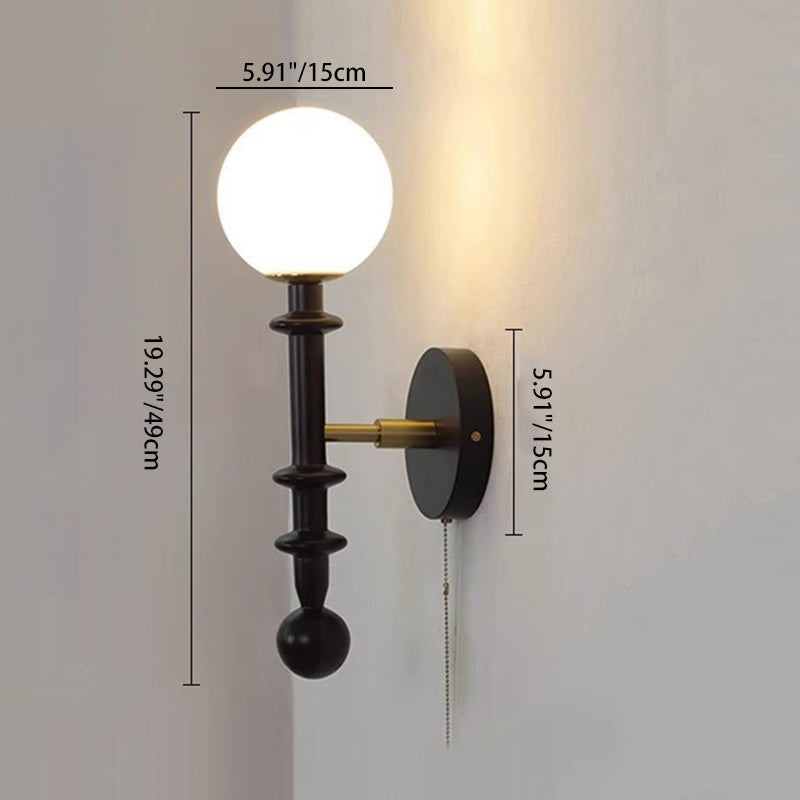 Spindle-Shaped Globe Glass White Wall Lamp