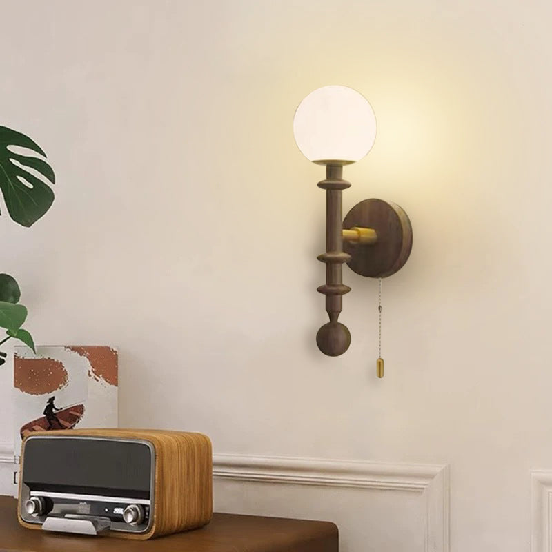 Spindle-Shaped Globe Glass White Wall Lamp
