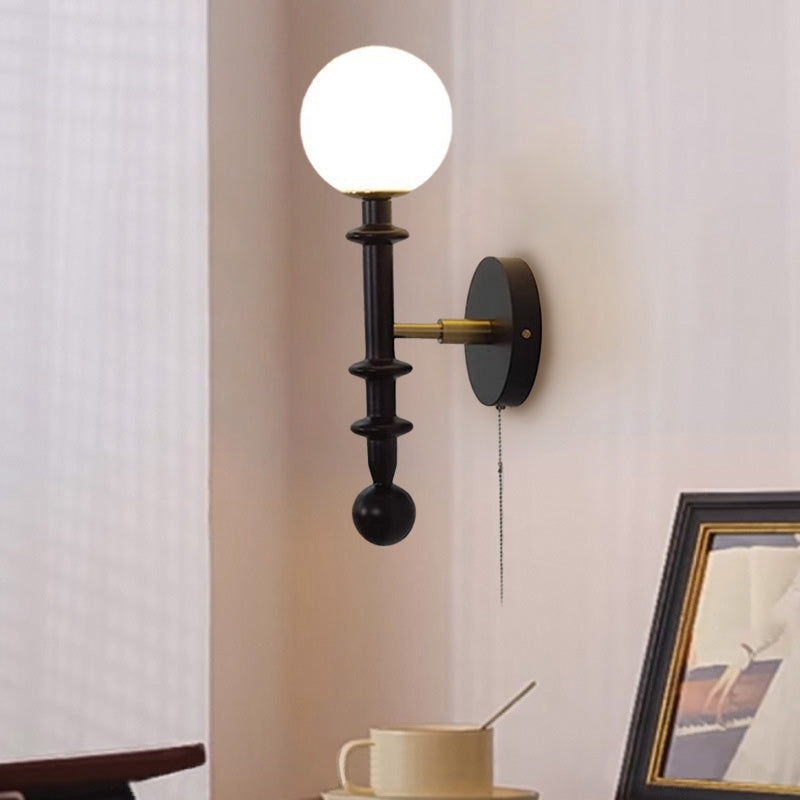 Spindle-Shaped Globe Glass White Wall Lamp