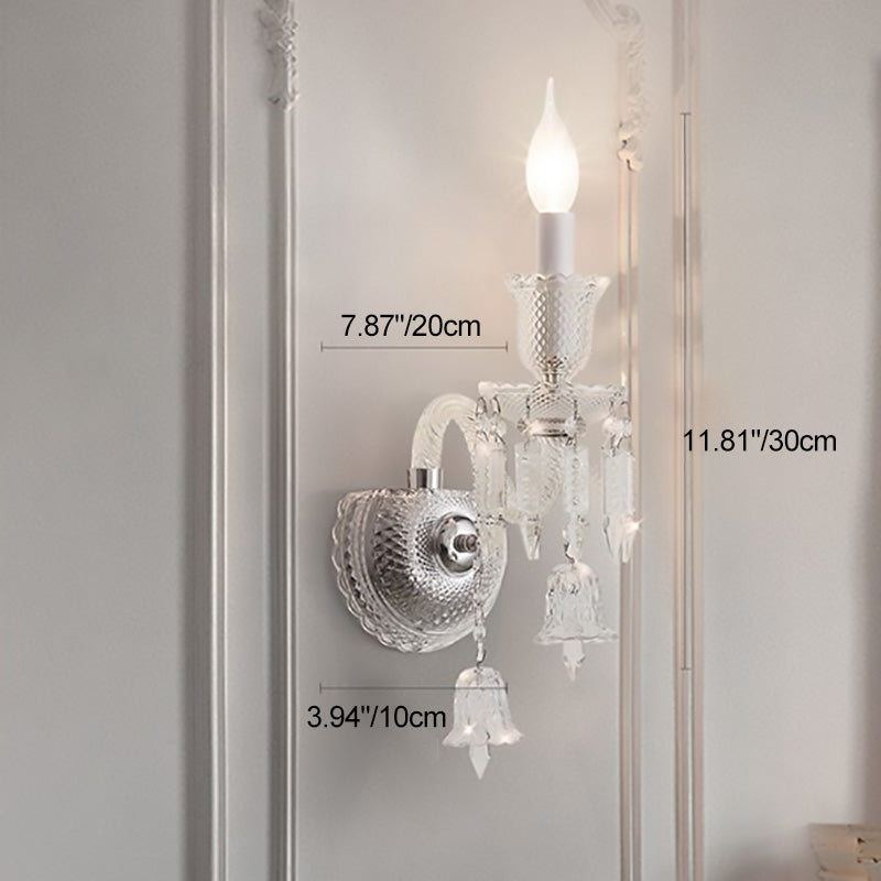 Candle-Shaped Bell Crystal Iron Wall Lamp