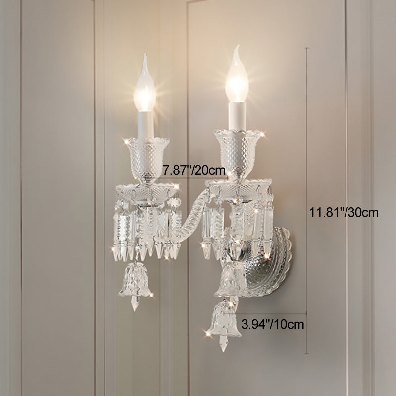 Candle-Shaped Bell Crystal Iron Wall Lamp