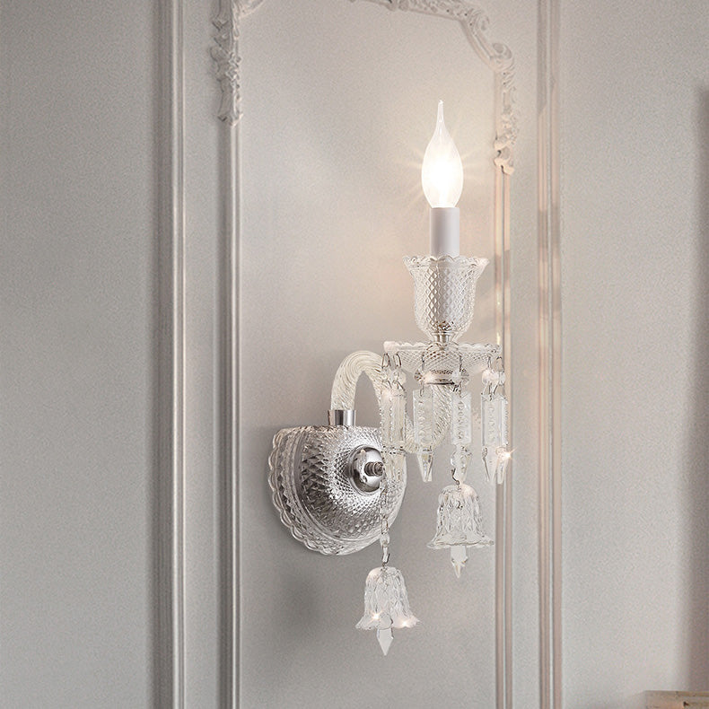 Candle-Shaped Bell Crystal Iron Wall Lamp
