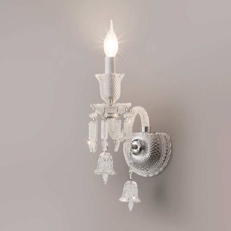 Candle-Shaped Bell Crystal Iron Wall Lamp
