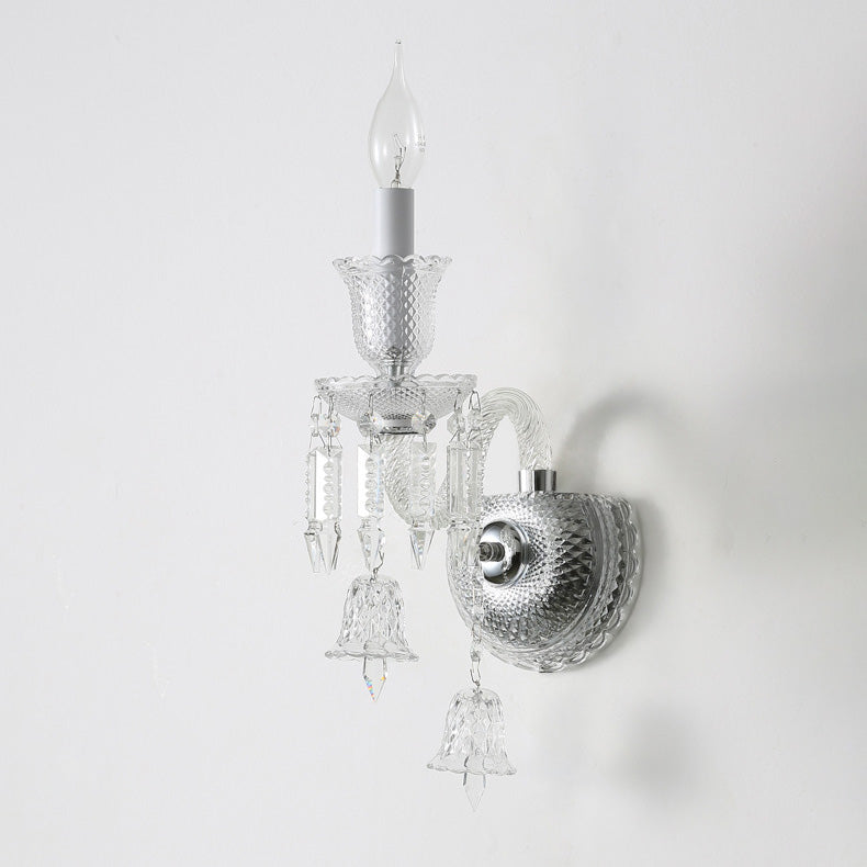 Candle-Shaped Bell Crystal Iron Wall Lamp
