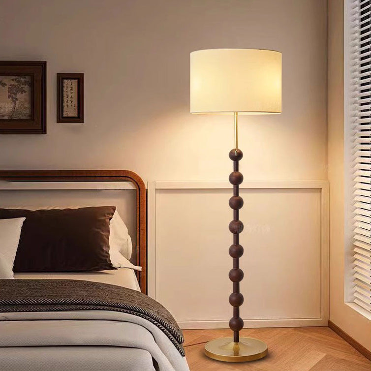 Cylindrical Round Iron White 3-Light Floor Lamp