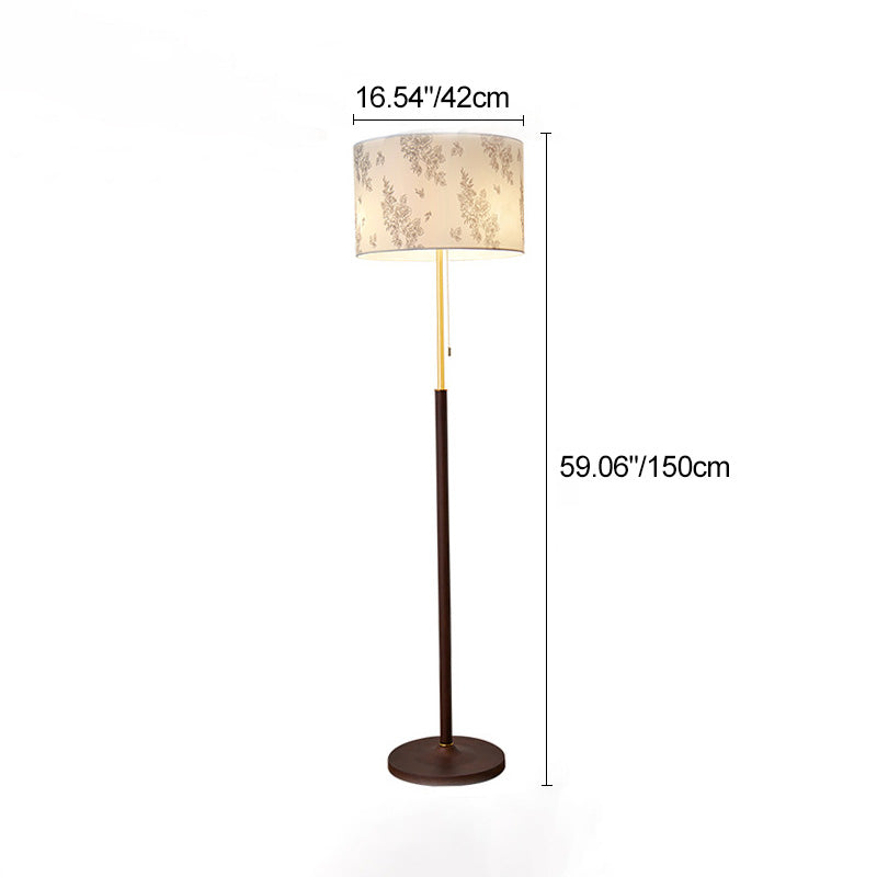 Cylindrical Round Iron White 3-Light Floor Lamp
