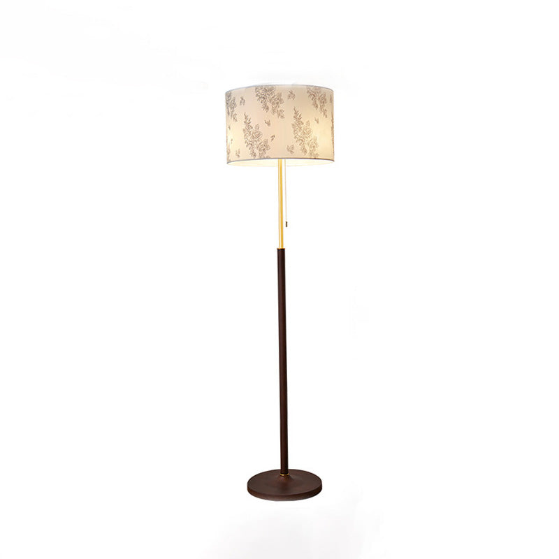 Cylindrical Round Iron White 3-Light Floor Lamp
