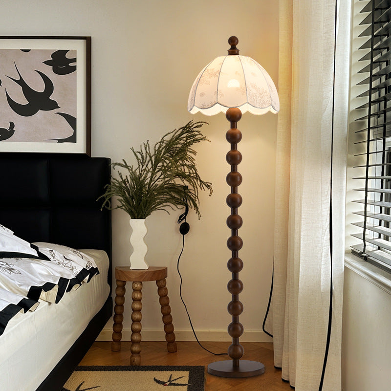 Traditional Chinese Spherical Wooden Floor Lamp