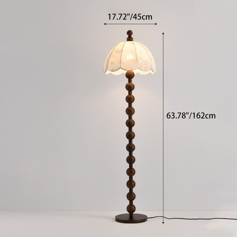 Traditional Chinese Spherical Wooden Floor Lamp