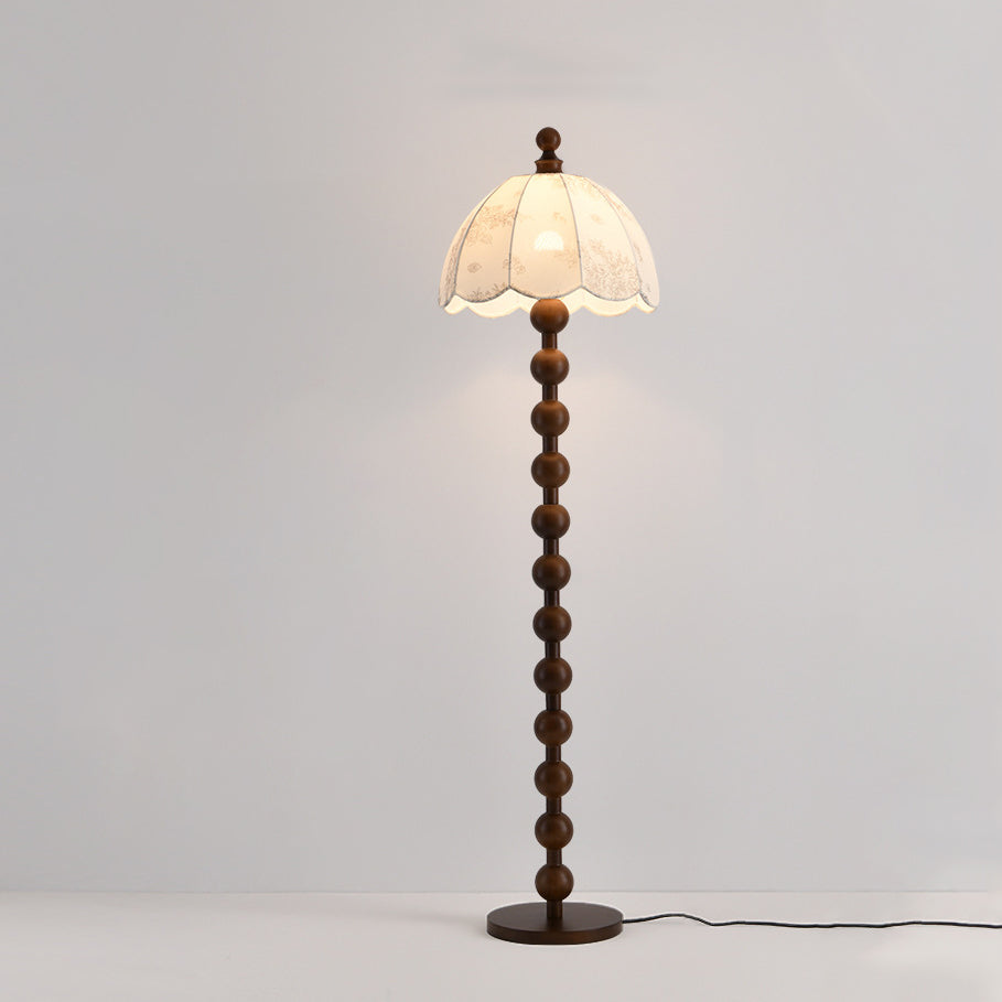 Traditional Chinese Spherical Wooden Floor Lamp
