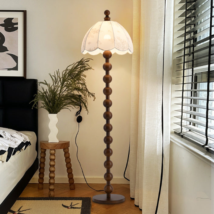 Traditional Chinese Spherical Wooden Floor Lamp