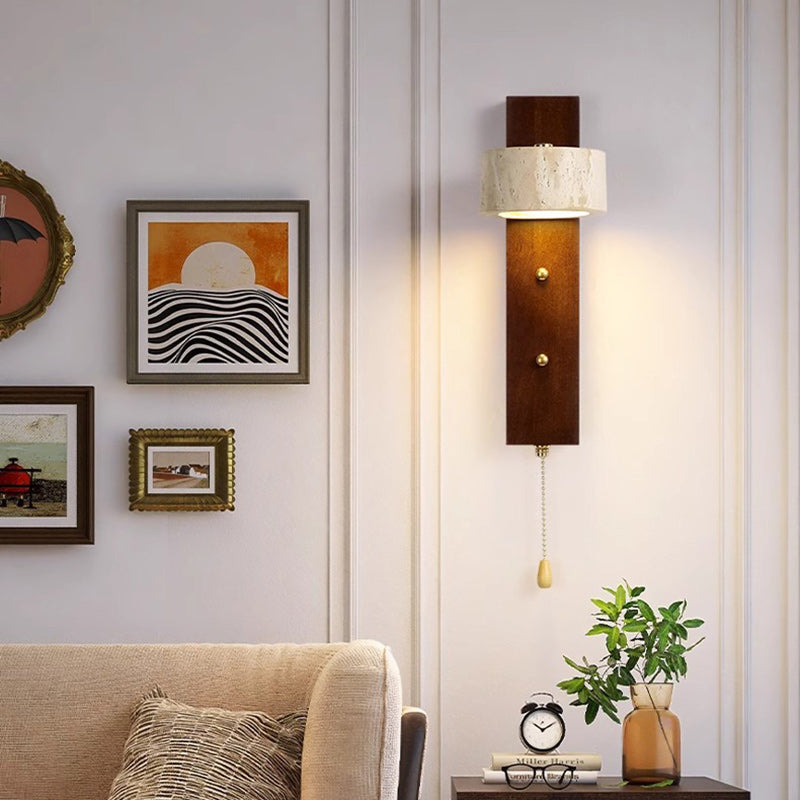 Farmhouse Round Column Square Wall Lamp