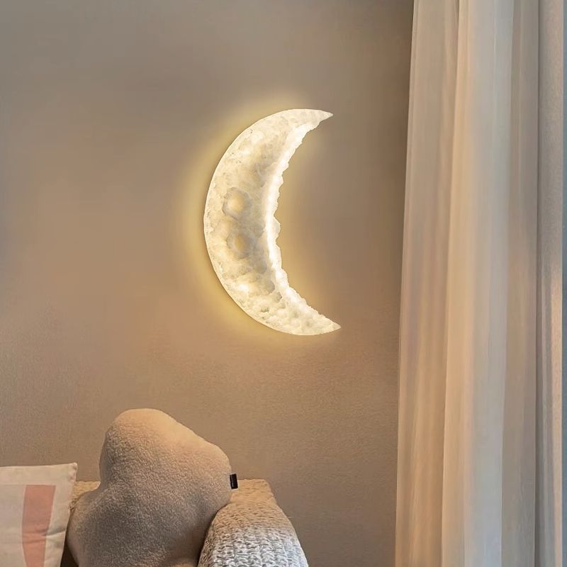 Moon Round Resin Bedroom Wall Lamp