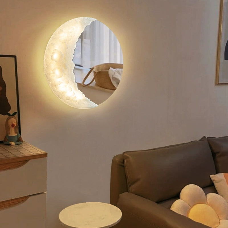 Moon Round Resin Bedroom Wall Lamp