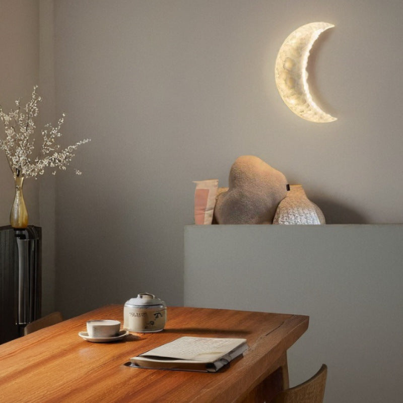 Moon Round Resin Bedroom Wall Lamp