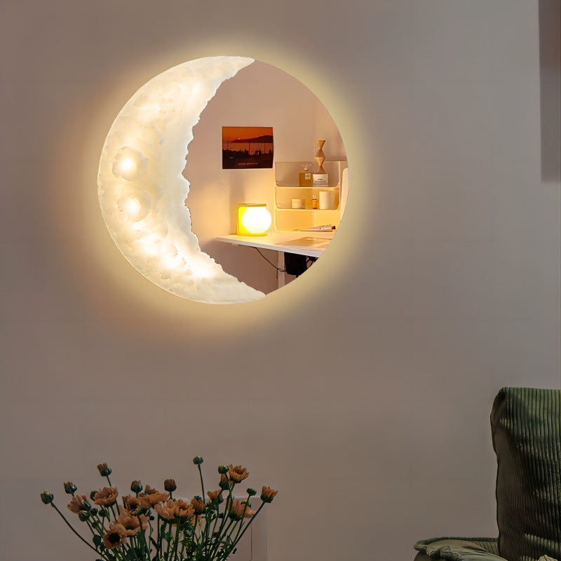 Moon Round Resin Bedroom Wall Lamp