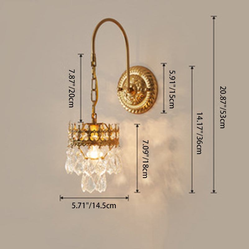 Crown-Shaped Cylindrical Iron Crystal Wall Lamp